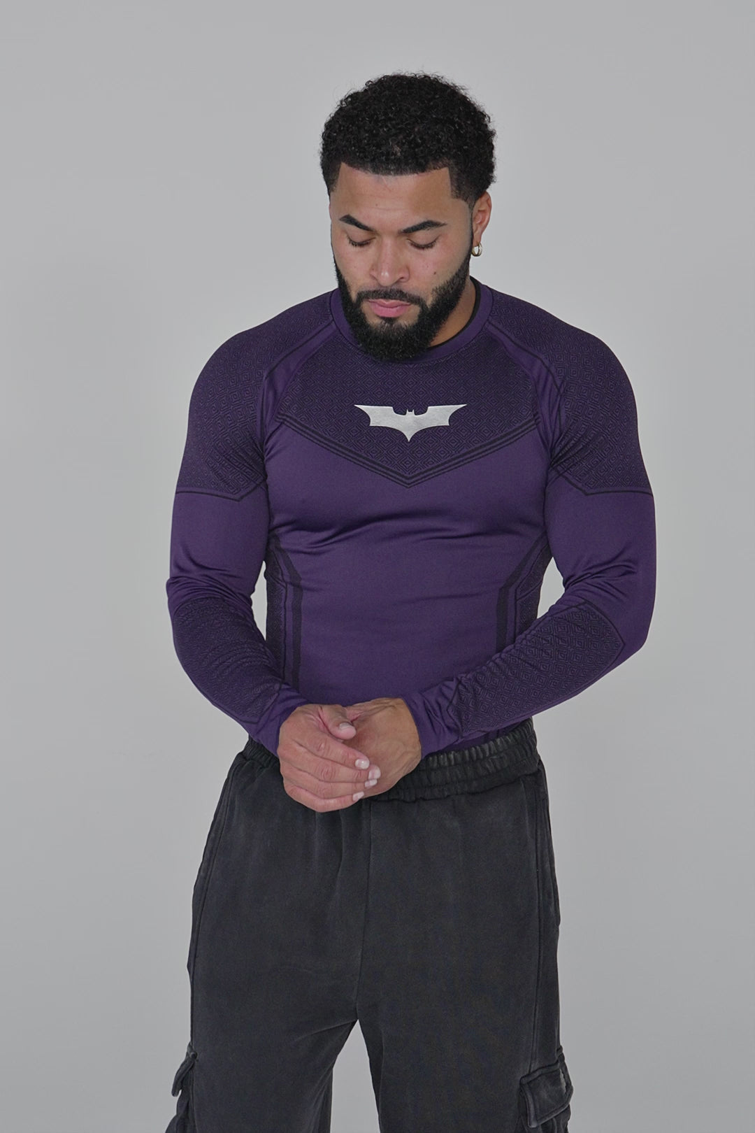 8004 - Batman Compression Longsleeves - Purple Limited Edition - APP ONLY